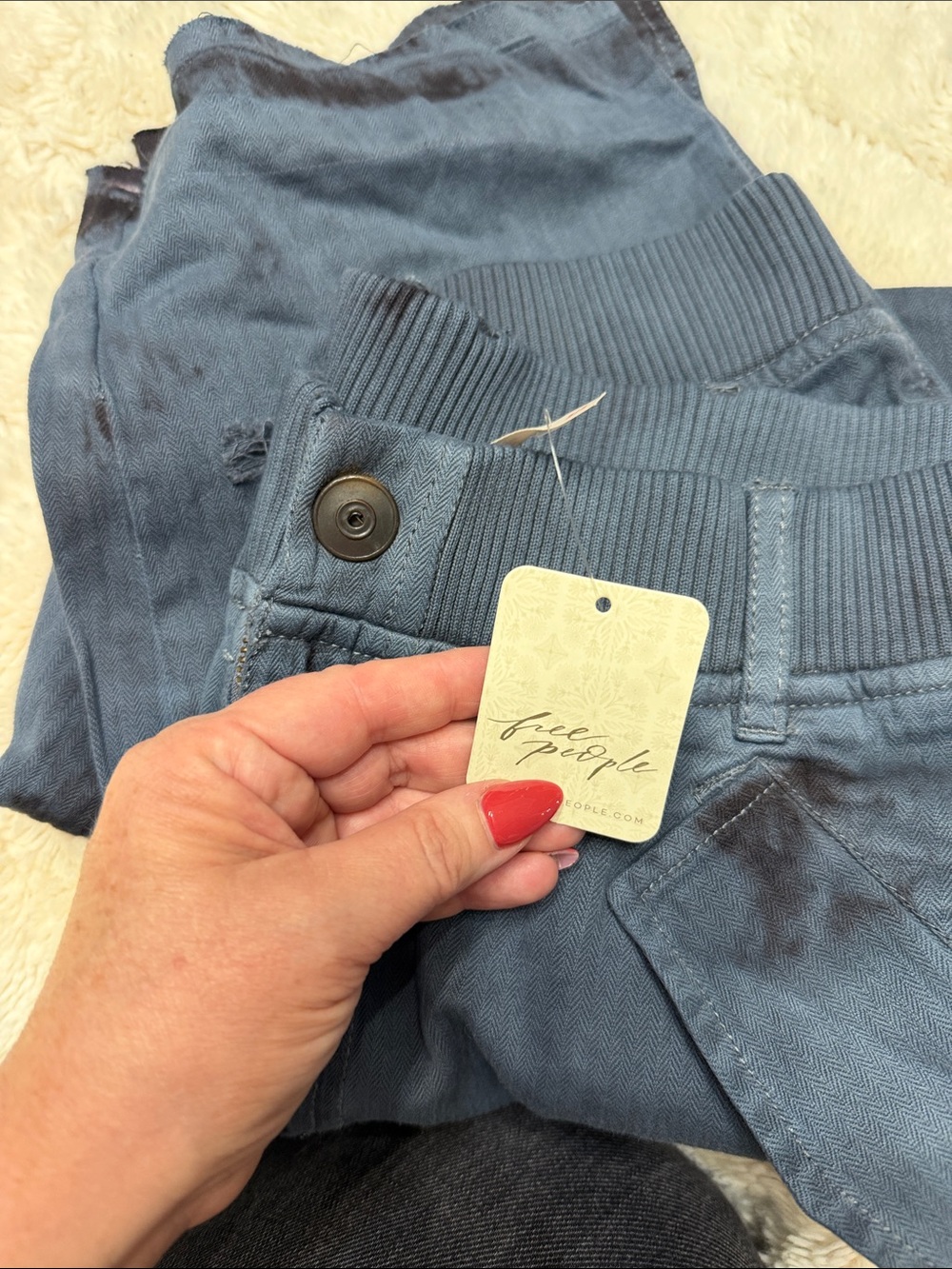 Free People Straight-Leg Pants in Washed Blue NWT